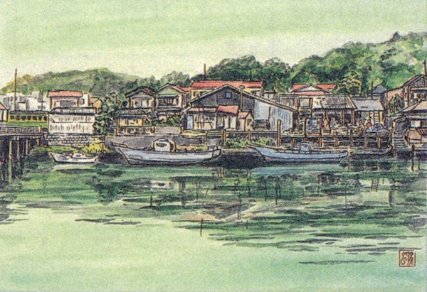 岸辺の家々